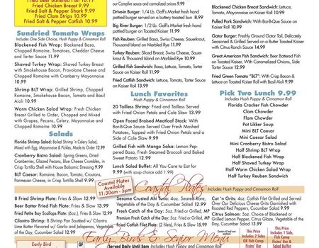 3/4 Pound Catfish Fingerlings: Fried St. Johns River with Bone 17.99 Classic Salmon: Blackened, or Grilled Lemon Pepper 18.99 *Black and Blue Chopped Steak: Gaff’s Market Fresh, Blackened. 