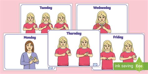 Auslan Days of the Week Flashcards Teach Starter