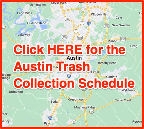 Austin garbage schedule. To change your trash cart size, call 512-494-9400. Learn about extra trash fees. Extra bags of trash that do not fit in your trash cart with the lid closed must be placed next to the trash cart and tagged with an extra trash sticker, which can be purchased at most local grocery stores for $5 plus tax. Extra bags without a sticker will be ... 