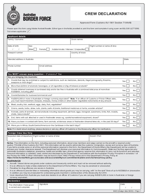 Australian Customs Declaration Form Pdf 20202021 Fill and Sign