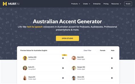 Australian accent generator. Australian Text to Speech Voices. We use only premium voices for our Australian voice generator. Now available 225+ high-quality voices and 25 Languages from the most popular providers: Google, Amazon, Microsoft, IBM. 