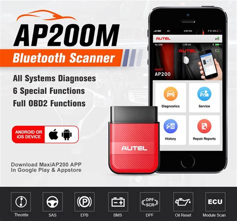 Autel ap200m obd2 scanner.  With its advanced 19 hot service functions including Oil...