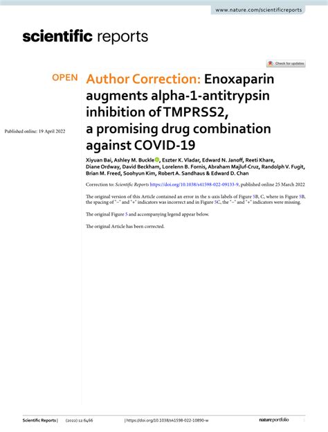 Author Correction: Enoxaparin augments alpha-1-antitrypsin