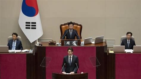 Authoritarianism gaining ground, Trudeau tells South Korea’s National Assembly