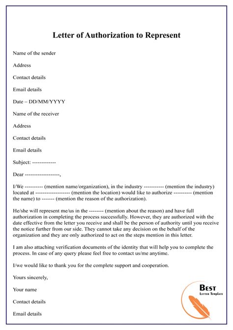Authority letter template in Word and Pdf formats