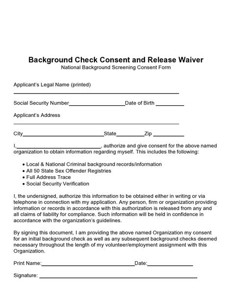 Authorization Release Form For Background Check