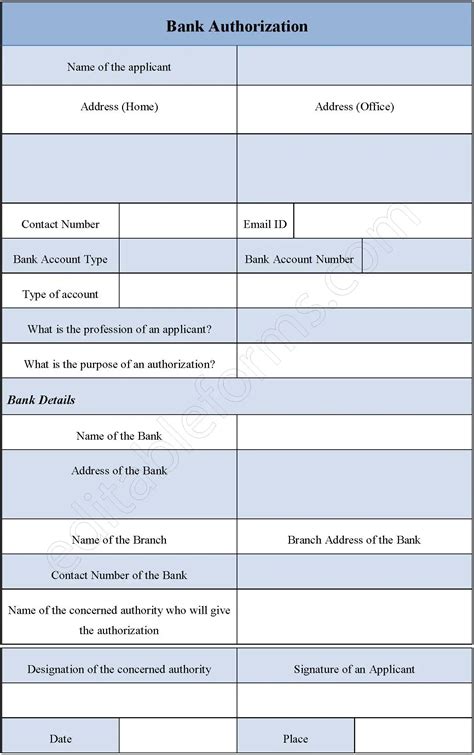 Authorization To Open Bank Account Fillable PDF Free Printable Legal Forms