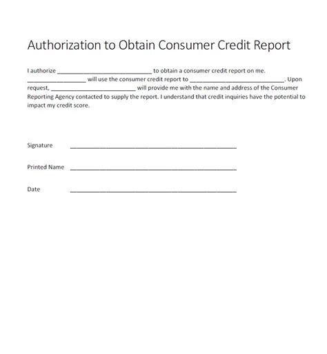 Authorization for credit check form Generic Free Authorization Forms