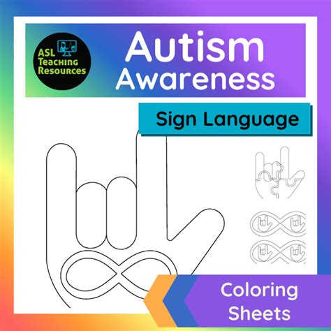 Autism Awareness Coloring Sheets Sign Language ASL Teaching Resources