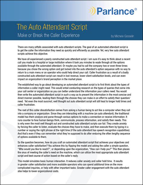 Auto Attendant Script Article