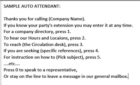 Auto Attendant Script Sample