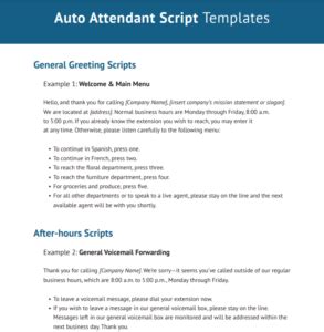 Auto Attendant Script Template Get Free Templates