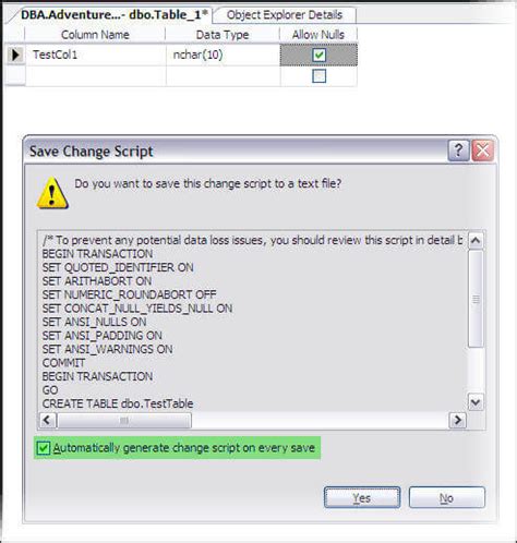 Auto Generate Change Tables Scripts in SQL Server Management …