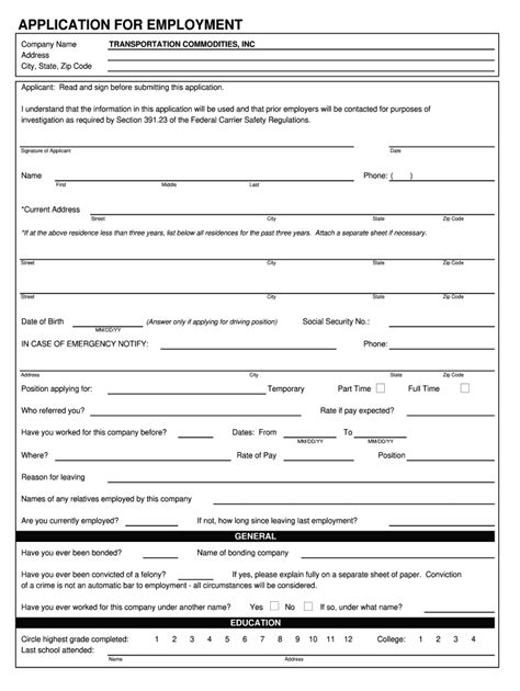 Auto Mechanic Job Application Form