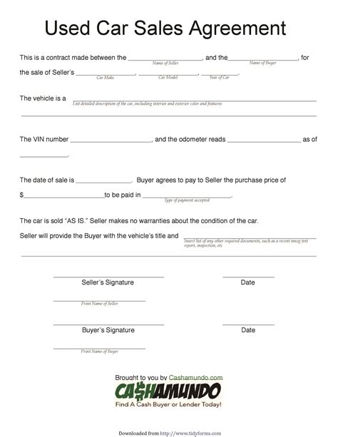 Auto Purchase Contract Template