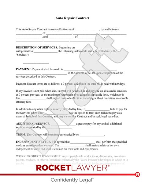 Auto Repair Contract Format Auto Repair Contract Template And Sample Word File Download Affidavit