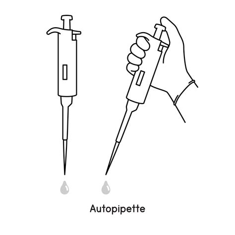 Auto pipette diagram for experiment setup lab outline vector