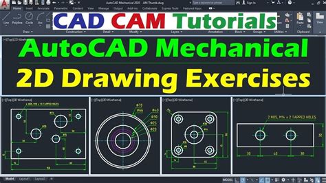 AutoCAD Mechanical 2D Drawing Exercises for Beginners 1 YouTube