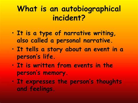 Autobiographical incident sample