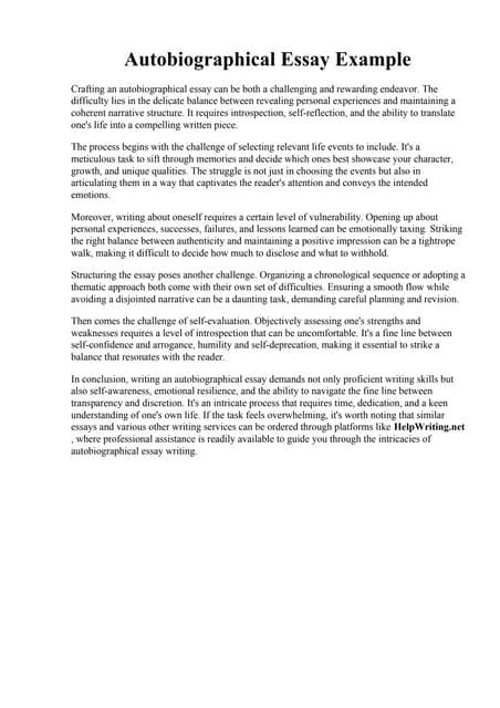 Autobiographical writing example essay
