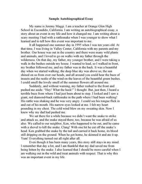 Autobiography example about self essay example for students