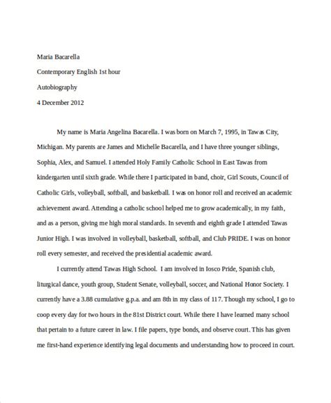 Autobiography examples for students