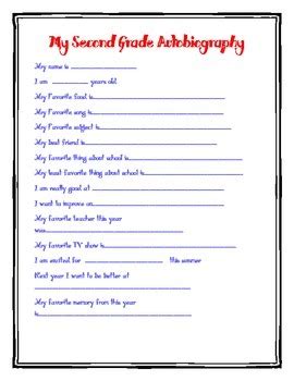 Autobiography for 2nd grade