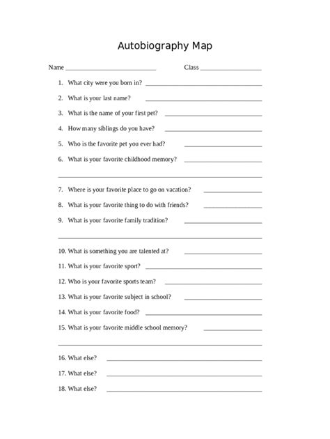 Autobiography map template