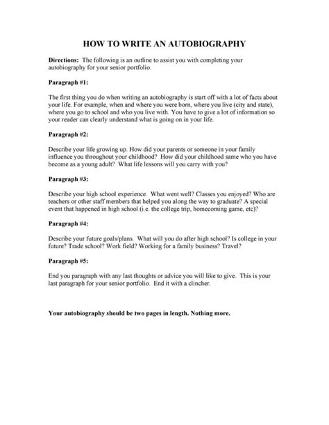 Autobiography narrative format recipe examples