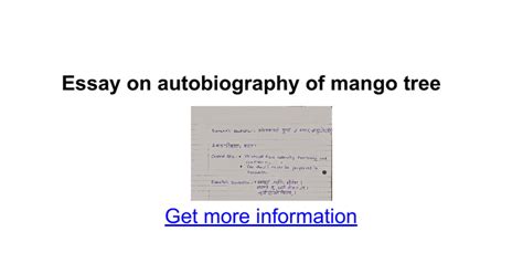 Autobiography of a mango tree essays