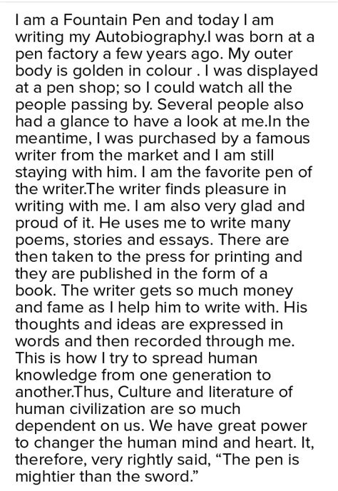 Autobiography of a pen in 1000 words