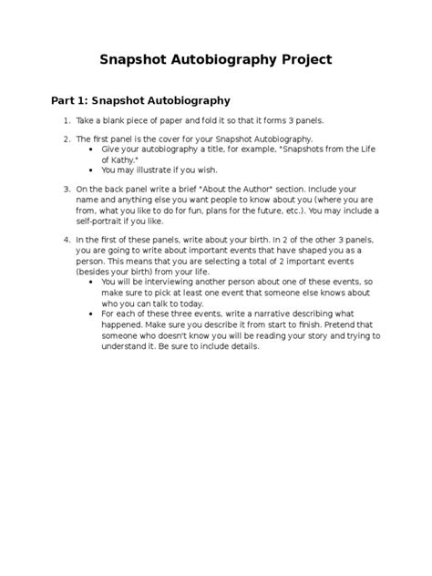 Autobiography project pdf