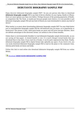 Autobiography sample introduction speech for debutante