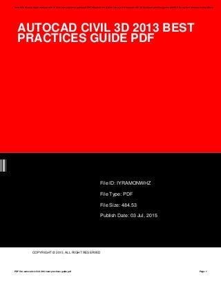 Autocad civil 3d 2013 best practices guide. - Opel astra g 2000 service manual download.