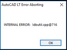 Autocad error aborting internal error.  May 16, 2025 · I was using AutoCAD LT and tried to open...