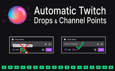 Collects bonus channel points while watching your favorite streamers and claims any Drops from the new Twitch Drops and Inventory system automatically. Permissions. This extension can access your data on some websites. Screenshot. Add to Opera. About the extension Downloads 18,970 Category Social Version 0.0.10 Size 9.1 KB. 