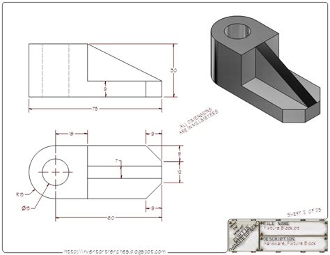 Autodesk Inventor Practice Part Drawings