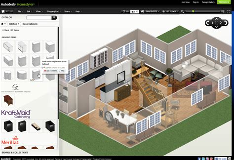 Autodesk homestyler. O Homestyler é uma plataforma de design doméstico on-line de alto nível que fornece ferramenta de design doméstico on-line e grande quantidade de renderização 3D de decoração de interiores, projetos de design e tutoriais em vídeo de design caseiro. 