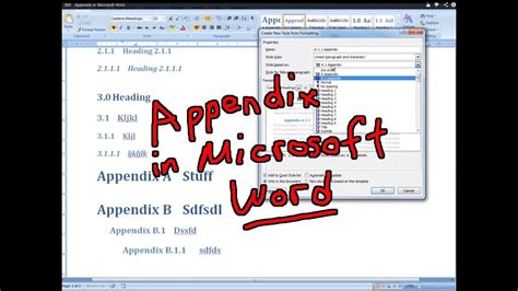 Automated Appendix in Microsoft Word YouTube