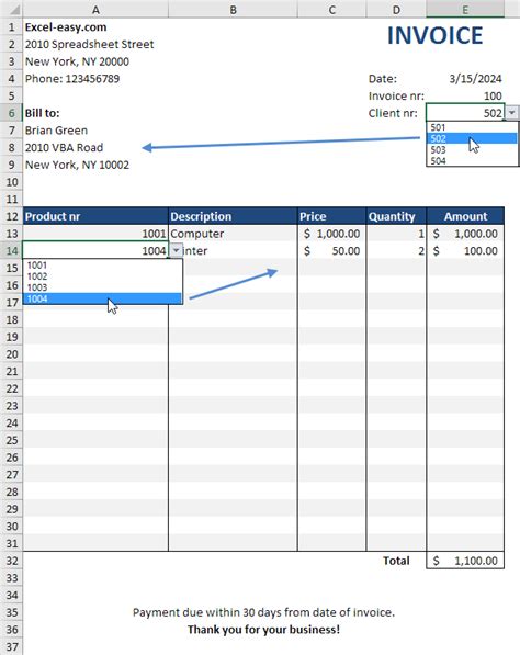 Automated Invoice in Excel Easy Excel Tutorial