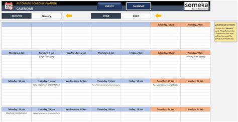 Automatic Schedule Planner in Excel Editable Calendar Maker Calendar