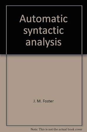 Automatic Syntactic Analysis Computer Monographs