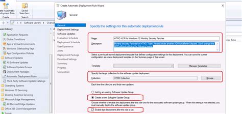 Automatic deployment rules. I created a Software update group and deployment package for win7 using the 'manual' deployment method, with success. I then created an Automatic Deployment Rule and chose to use the same Deployment Package created for the previously created manual rule, rather than create a new package. These ... · 1) Deployment packages … 