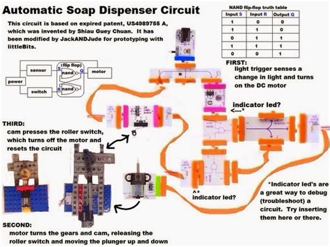 Automatic liquid soap dispenser circuit diagram.  The sensor detects the ...