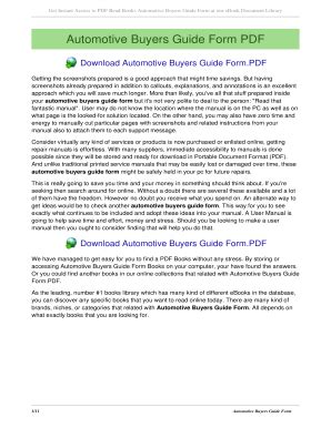 Automotive Buyers Guide Form