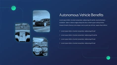 Autonomous car powerpoint template.  Tech enthusiasts can leverage this deck to describe ho...