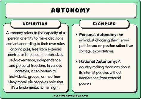 Autonomy meaning example.  Definition of autonomy noun in Oxford Advanced Learner's ...