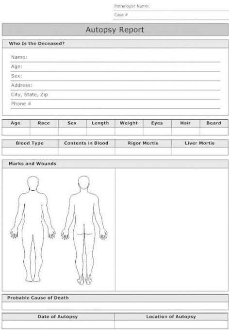 Autopsy Report Word Template