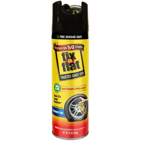 Shop for Fix-a-flat Tire Inflator 20oz with confidence at AutoZone.com. Parts are just part of what we do. Get yours online today and pick up in store. ... Since 1970, Fix-A-Flat has been the trusted aerosol flat tire sealant and inflator. Now Fix-A-Flat's improved formula is 100% environmentally friendly, inflates in seconds, and seals .... 