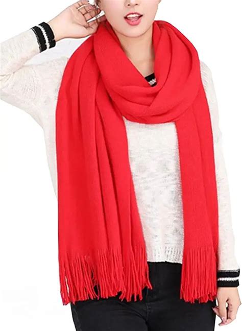 Autumn And Winter Simple Warm Long Scarves Gray Red Small …